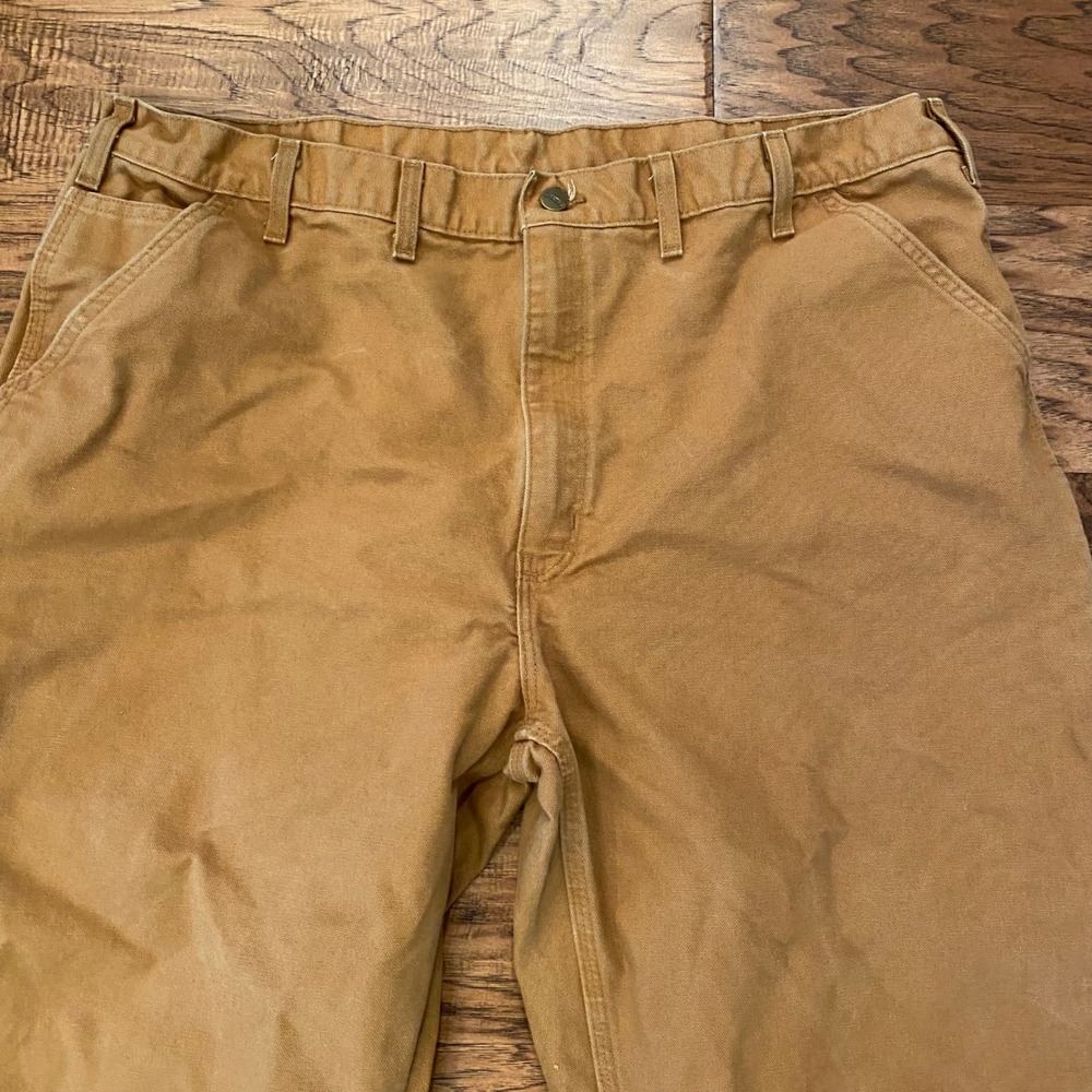 Carhartt B11 BRN Mens Brown Duck Canvas Dungaree Fit Work Pants 44x30 - Picture 2 of 8